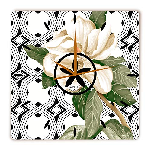 Relógio Gardênia Branco Quadrado (Quadrado 30 X 30 Cm)