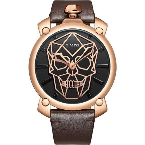 Relógio Gimto Skull Luxury (Marrom)