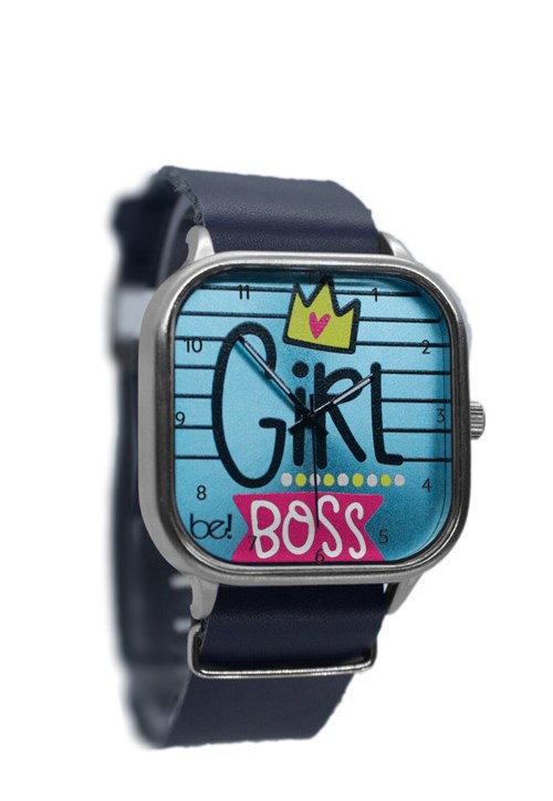 Relógio Girl Boss Bewatchoficial Pulseira de Couro Navy Azul