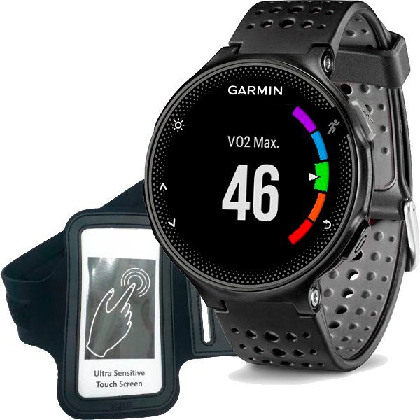 Relógio GPS Frequencímetro de Pulso Garmin Forerunner 235 Preto/Cinza + Braçadeira Celular