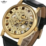 Relógio (grande) Winner, A Corda,masculino, mecânico,dourado,pulseira couro preto, Modelo 103b