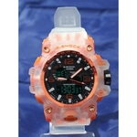 Relogio gshock transparente prova dagua bonito presente esportivo natação laranja