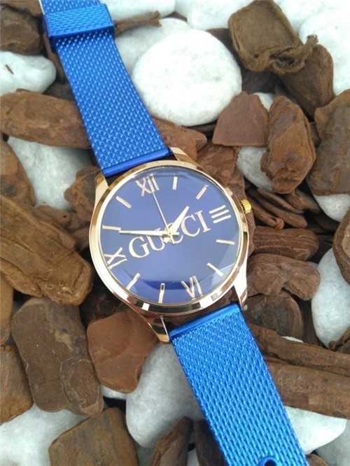 Relógio Gucci Pulseira Silicone Azul 6493