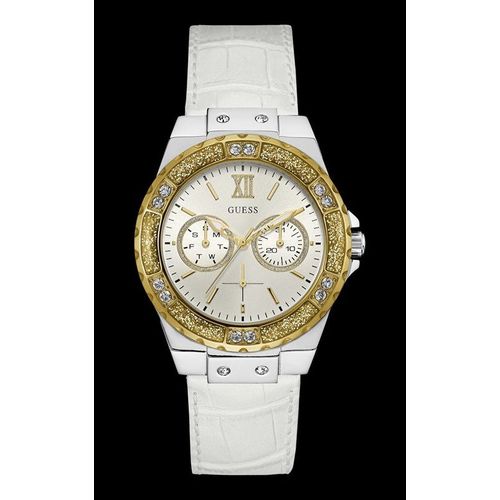 Relógio Guess Feminino Branco Couro Cristais 92601lpgsbc7