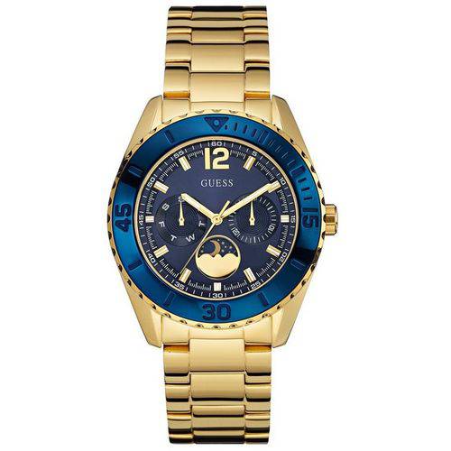 Relógio Guess Multifunção 92559lpgsda3 W0565l4 Dourado/azul