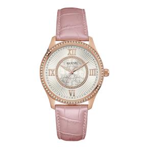 Relógio Guess Strass Rose Pulseira Couro Rosa 92594LPGDRC2