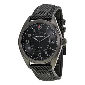 Relógio Hamilton Khaki Field Automatico Hml-H68401735 Caixa de Aço Inoxidável Pvd Preto com uma Pulseira de Couro Genuíno Preto