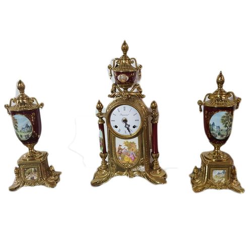 Relógio Imperial Limoges em Bronze com Castiçais