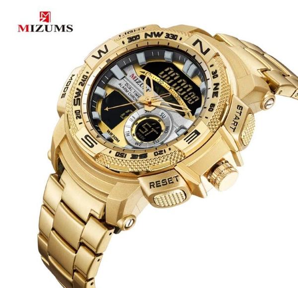 Relógio Importado de Luxo Mizums Masculino Sport Militar Prova D Água Original Cor Dourado Gold M8007