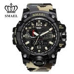 Relógio Importado Original Smael Militar Estilo Gshock Sport Modelo S-shock N1545 Cor Camuflado Bege