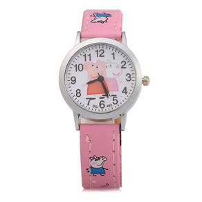 Relógio Infantil 492 Peppa Pig com Pulseira de Couro (Rosa)