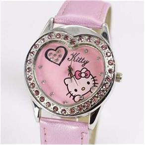 Relógio Infantil Adulto de Pulso Hello Kitty Coração - Rosa