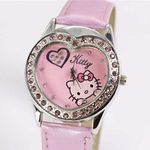 Relógio Infantil Adulto De Pulso Hello Kitty Coração - Rosa