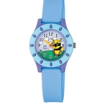 Relógio Infantil Azul e Lilás Fundo Abelha Ponteiro Original