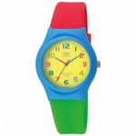Relógio Infantil Azul, Vermelho e Verde Q&Q Prova D'Água