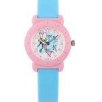 Relógio Infantil Feminino Rosa e Azul Fundo Fada Ponteiro