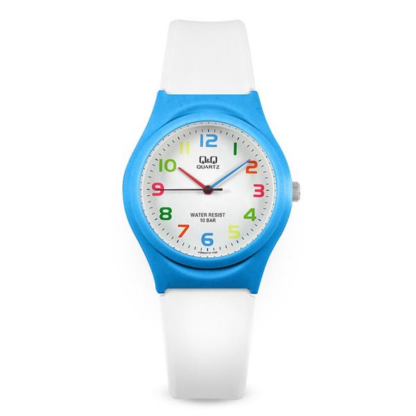 Relógio Infantil Masculino Azul e Branco QQ Silicone + NF