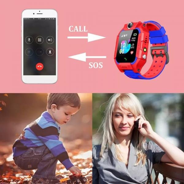 Relógio Infantil para Criança GPS Q19 SOS Câmera e Lanterna VERMELHO - Lx
