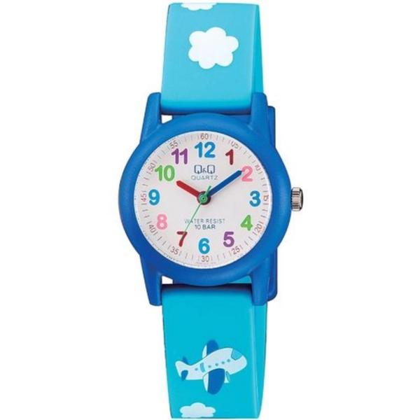 Relógio Infantil Q&Q Azul Analógico Fundo Branco Detalhado