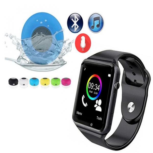 Relógio Inteligente A1 Smartwatch Bluetooth Face e WhatsApp Android Preto e Caixinha de Som Bluetooth "Brinde" - Tomate