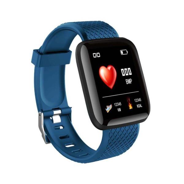 Relógio Inteligente Pulseira 116 Tela 1.3 Monitor Cardiaco Pressao Azul - Feng