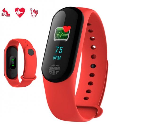 Relógio Inteligente Smartband M3 Monitor Cardíaco Vermelho