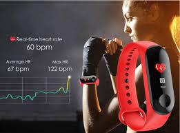 Relógio Inteligente Smartband M3 Monitor Cardíaco Vermelho