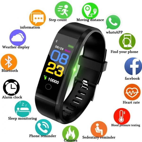 Bracelet Relógio Smartband 115 Plus Pressão Arterial Monitor Cardíaco - Elite