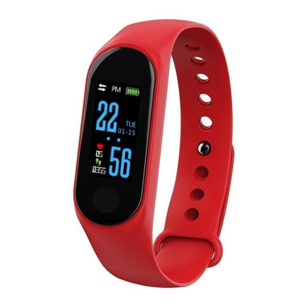 Relógio Inteligente Smartband Sport M3 Monitor Cardíaco Vermelho - Import