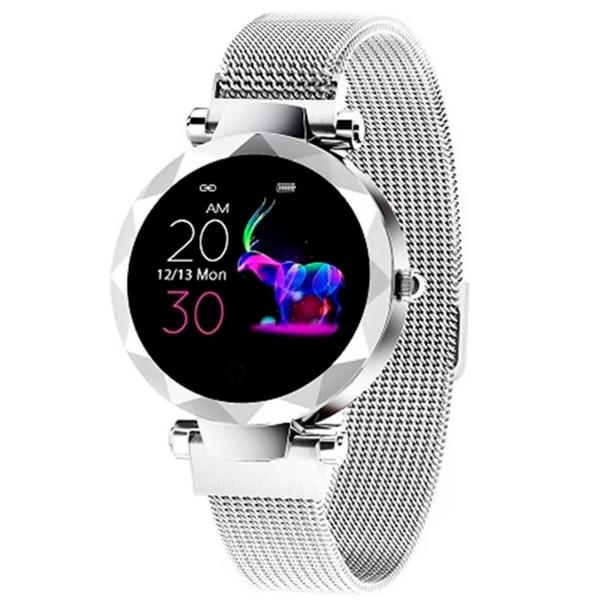 Relógio Inteligente Smartwatch Feminino Smart Women Bracelet Touch Screen Prata