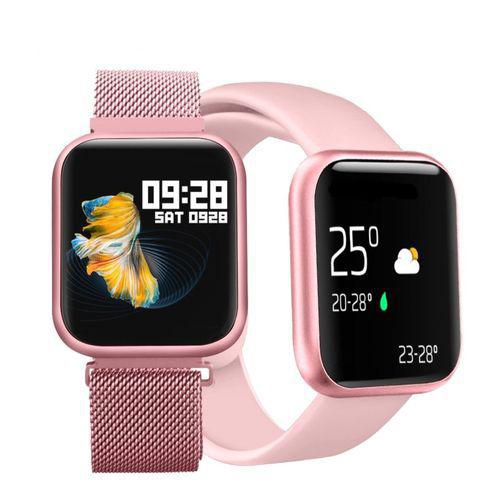 Relógio Inteligente Smartwatch P70 C/ 2 Pulseiras Rosa - Smart Sports