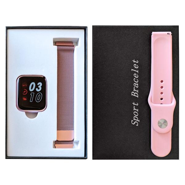 Relógio Inteligente Smartwatch P80 com Pulseira Extra Rosa - Totaloutlet