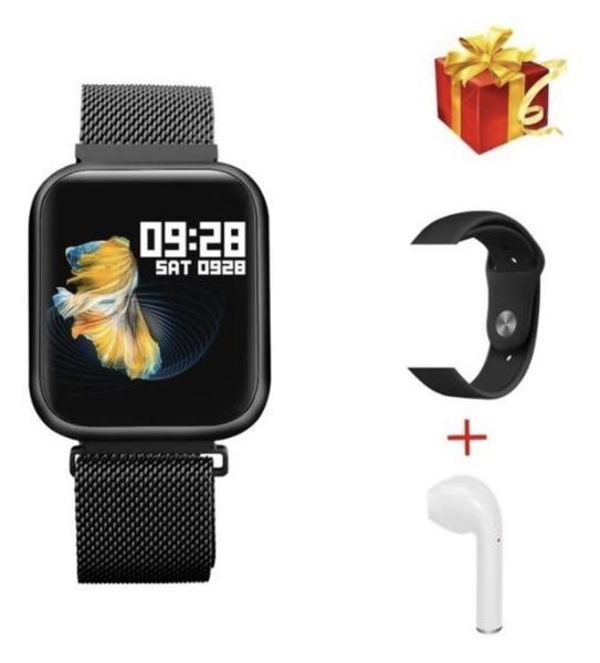 Relogio Inteligente Smartwatch P80 Preto + Fone de Ouvido Bluetooth I12 Touch - Bgxpro