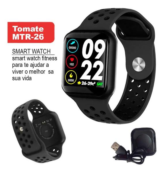 Relógio Inteligente Smartwatch Pressão Arterial e Monitor Cardíaco Sport Mtr-26 - Tomate