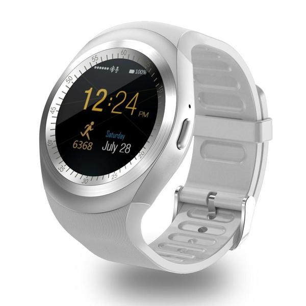 Relogio Inteligente Smartwatch Y1 C/Chip Bluetooth Redondo Branco - Smart Bracelet