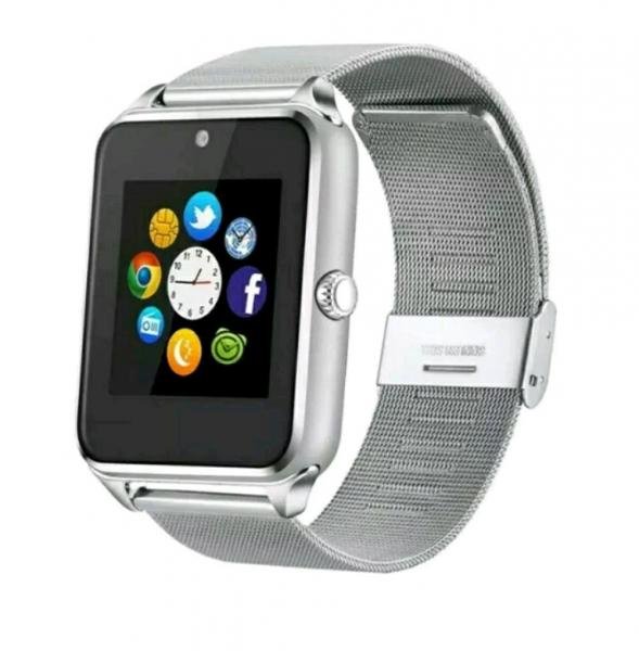 Relógio Inteligente Smartwatch Z60 + Fone S6 Metal Bluetooth Câmera Celular Chip Passos Touch Anti Perda Mp3 Mp4 Ligações