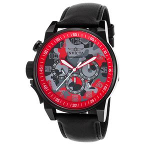 Relógio Invicta-20543 Masculino I-Force Chrono Black Genuine Pulseira em Couro Black And Red Camo Dial