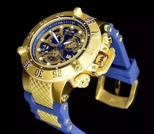 Promoção Invicta 18527 Subaqua Dourado Azul