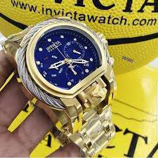 Relógio Invicta 26585 Magnum Dourado com Fundo Azul