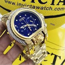 Relógio Invicta 26585 Magnum Reserve Dourado com Fundo Azul