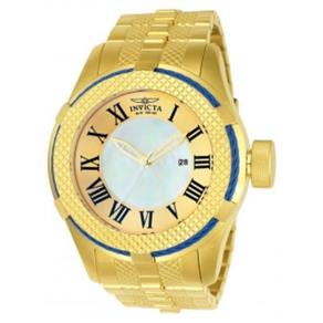 Relógio Invicta Banhado a Ouro Bolt Quartzo Watch - Gold Blue Case With Gold Tone Caixa em Aço Inoxidável - Model 20264