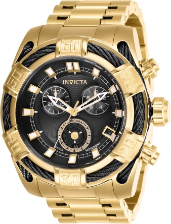 Relógio Invicta Bolt Mens Quartz 51 Mm Gold Case Black