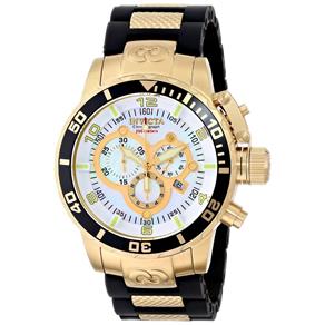 Relógio Invicta Corduba Chronograph 0478. Caixa e Detalhes da Pulseira em Aço Banhado a Ouro 18K. Calendário e Cronógrafo. Resistente à Água 200M.