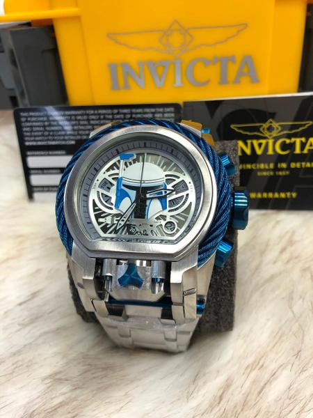 Relogio Invicta Magnum 25209 Star Wars Prata e Azul Lançamento 2019 com Maleta