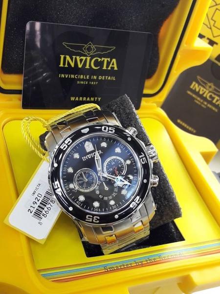 Relógio Invicta Mens 0069 Pro Diver Collection Chronograph Prata Preto