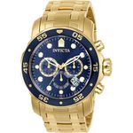 Relógio Invicta Pro Diver 0073 Azul B. Ouro 18k Original