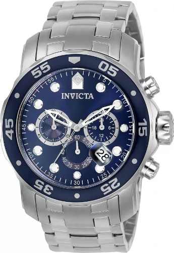 Relógio Invicta Pro Diver 0070 em Prata Fundo Azul