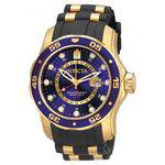 Relógio Invicta Pro Diver 6993 - Ouro 18K, Pulseira Preta, Resistente à Água Até 100 Metros