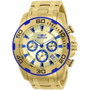 Relógio Invicta Pro Diver Dourado com Detalhes em Azul 22320