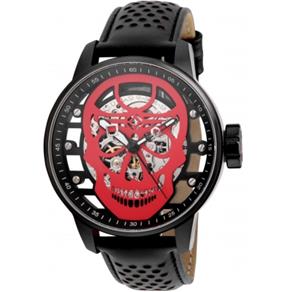 Relógio Invicta S1 Rally Mechanical Watch - Black Case With Black Red Tone Pulseira em Couro - Model 19715